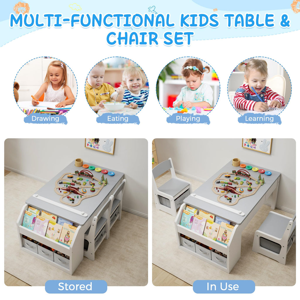 5-in-1 Kids Art Table & Chair Set with Convertible Easel