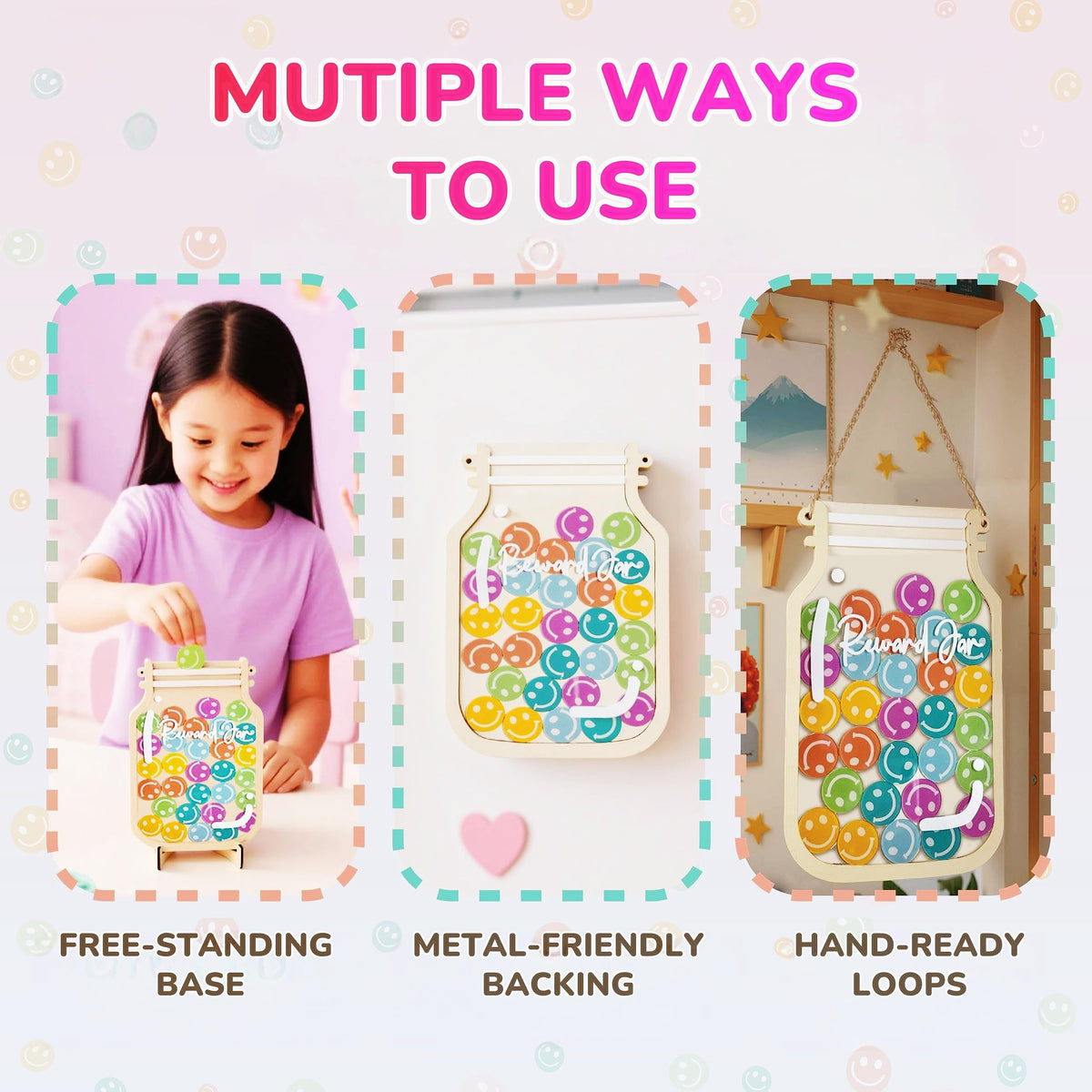Adinomiency Reward Jar for Kids – Classroom Behavior Chart with 80 Stickers