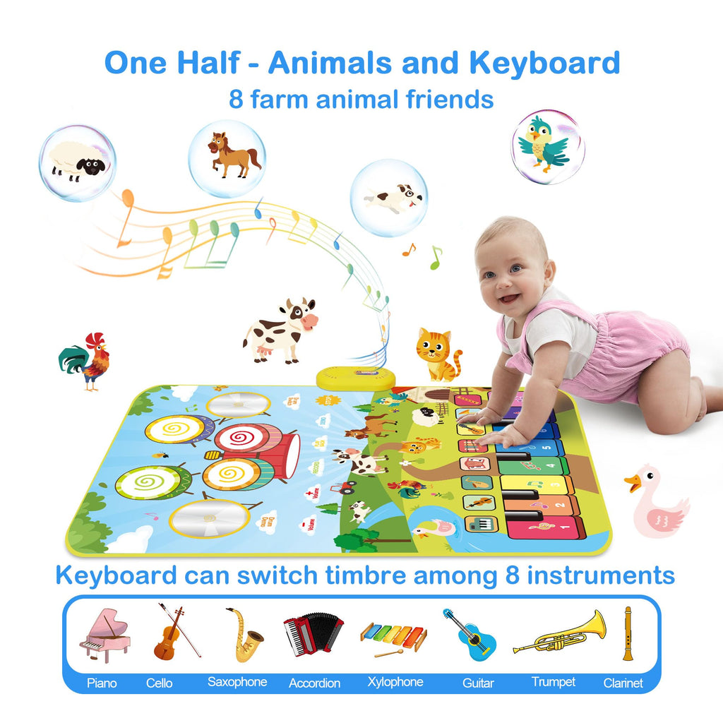 FOKI 2-Pack Floor Piano Mats, 32-Sound & 3-in-1 Musical Play Set