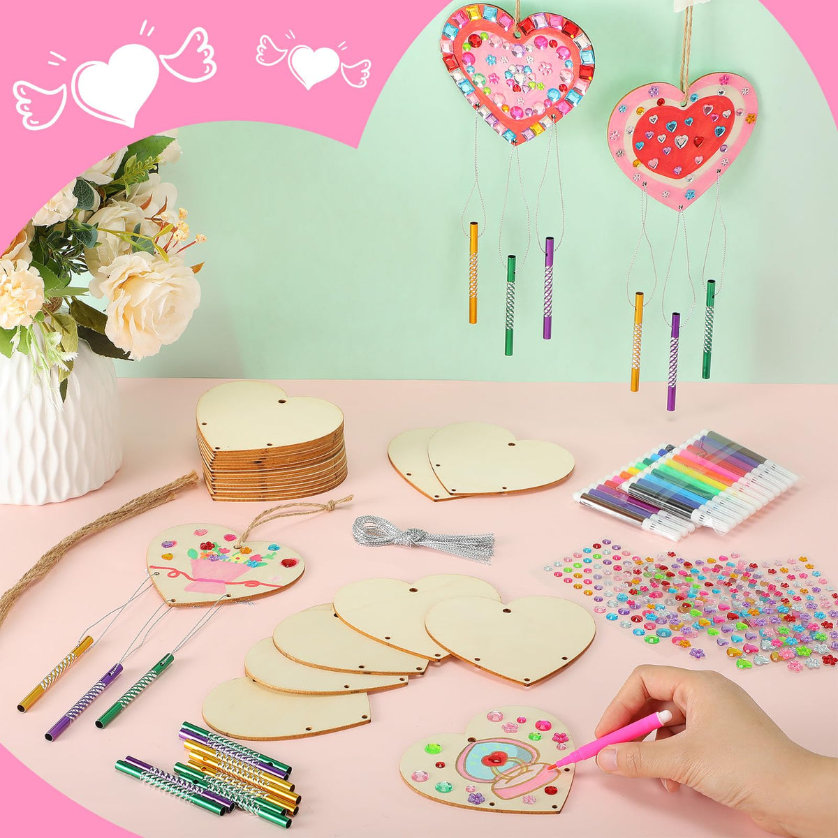 Wooden Heart Wind Chime DIY Craft Kit