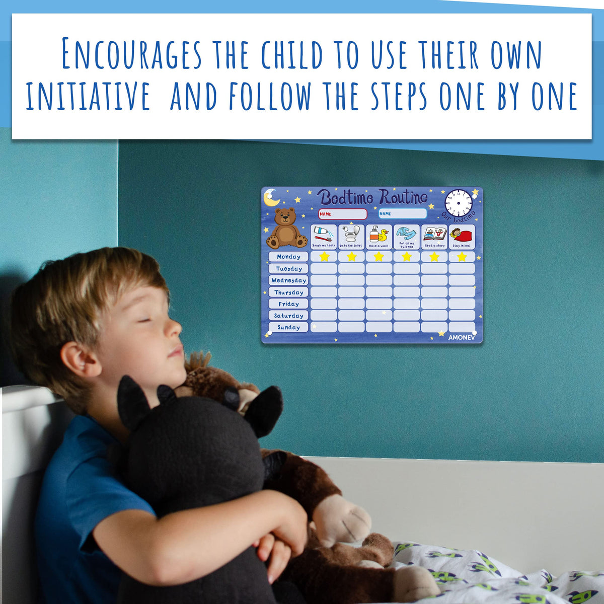 Magnetic Bedtime Routine & Reward Chart with 50 Stars