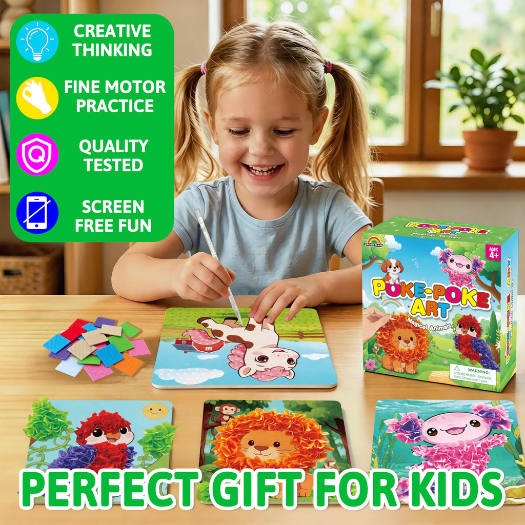 3D Animal Craft & Poke Art Kit for Kids