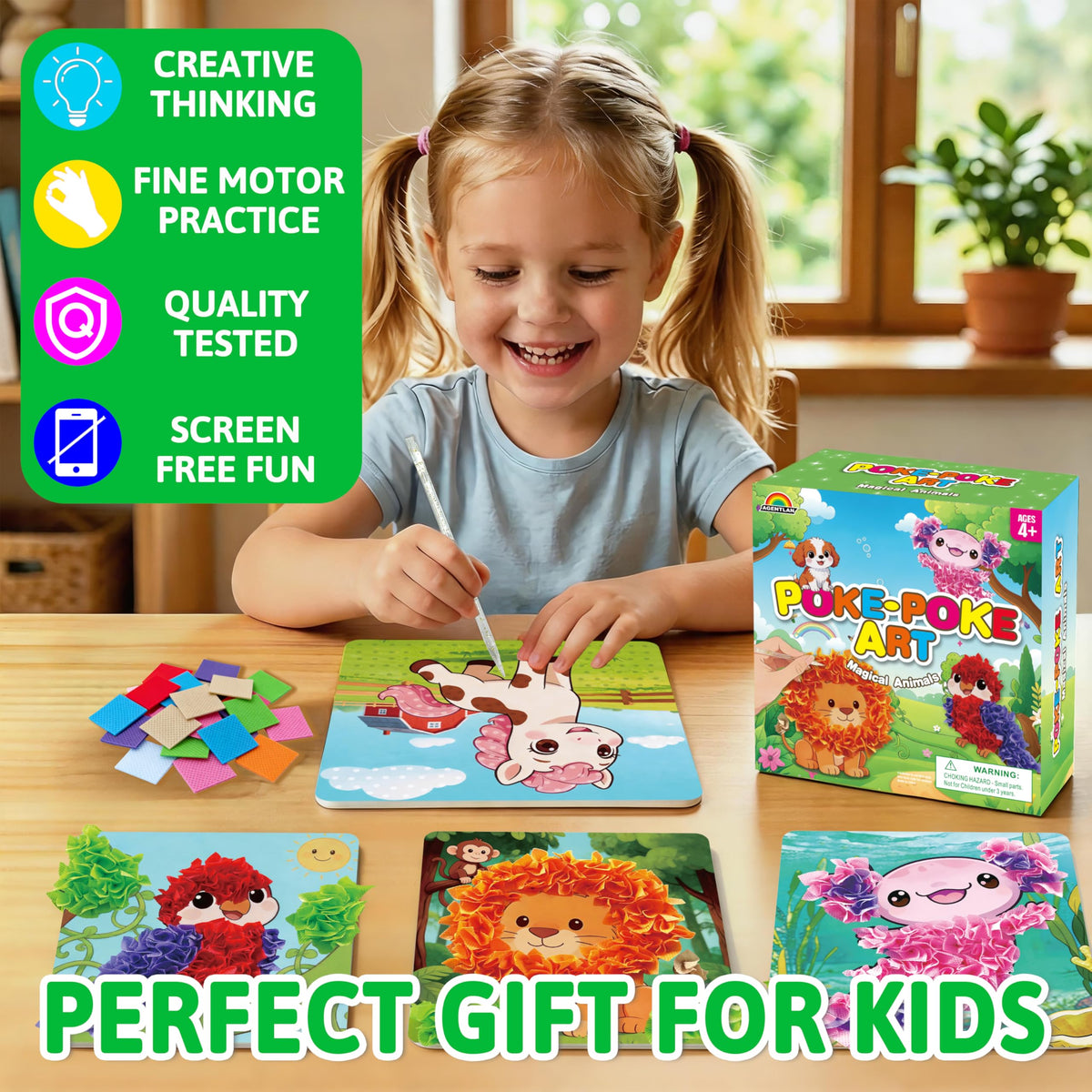 3D Animal Craft & Poke Art Kit for Kids